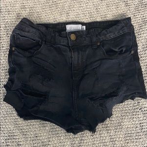 Black jean shorts